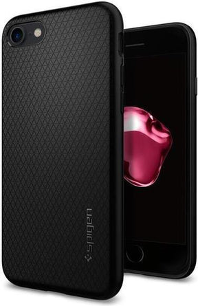 Противоударен Силиконов Калъф за iPhone SE 2022/2020 8/7, Spigen Liquid Air Case, Черен