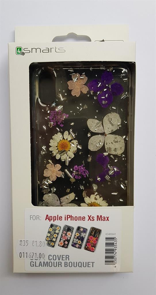 Силиконов Калъф с Цветя за iPhone XS Max, 4Smarts Glamour Bouquet Case, Сребро/Лилав (4)