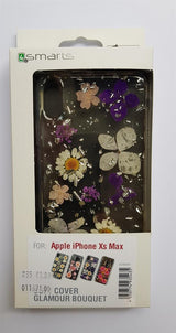 Силиконов Калъф с Цветя за iPhone XS Max, 4Smarts Glamour Bouquet Case, Сребро/Лилав (4)