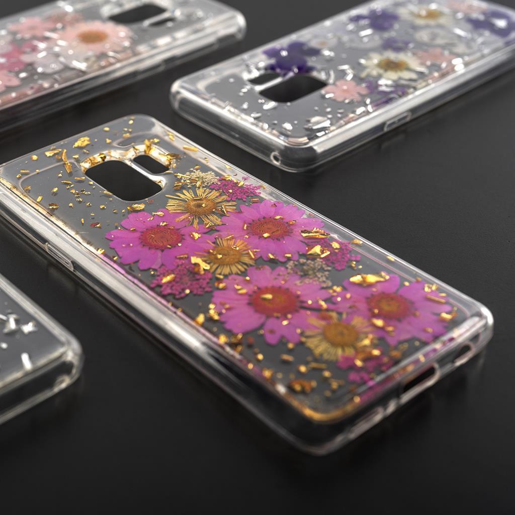 Силиконов Калъф с Цветя за Samsung S9, 4Smarts Glamour Bouquet Case, Сребро/Розов (2)