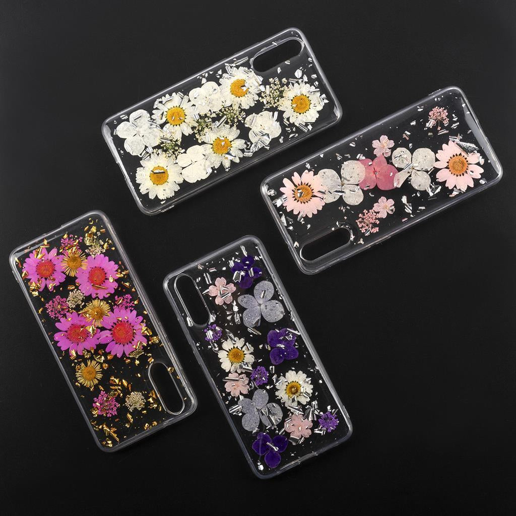 Силиконов Калъф с Цветя за Huawei P20, 4Smarts Glamour Bouquet Case, Сребро/Лилав (3)