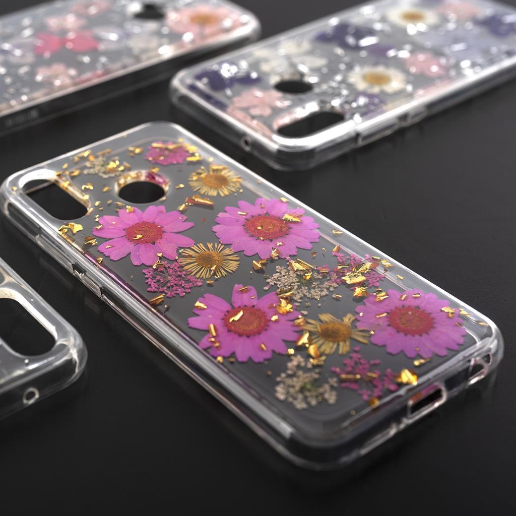 Силиконов Калъф с Цветя за Huawei P20 Lite, 4Smarts Glamour Bouquet Case, Сребро/Розов (2)