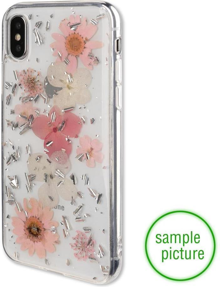 Силиконов Калъф с Цветя за iPhone XR, 4Smarts Glamour Bouquet Case, Сребро/Розов