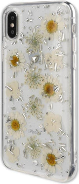 Силиконов Калъф с Цветя за iPhone XS/X, 4Smarts Glamour Bouquet Case, Сребро/Бял