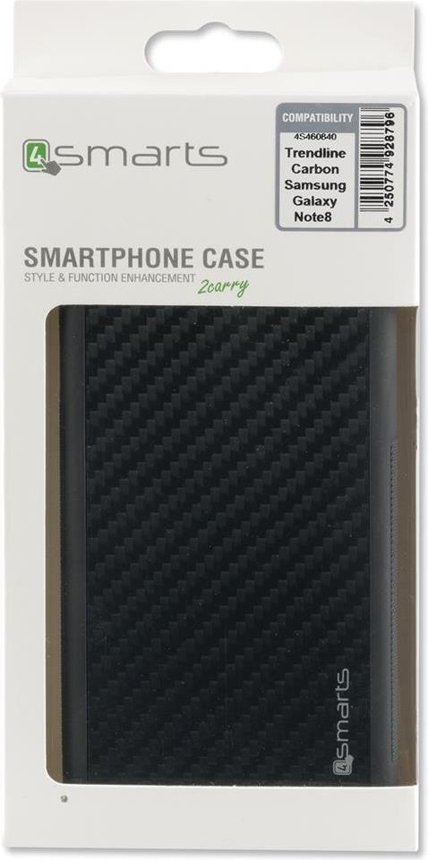 Противоударен Карбонов Калъф за Samsung Note 8, 4Smarts Carbon Trendline Case, Черен (3)