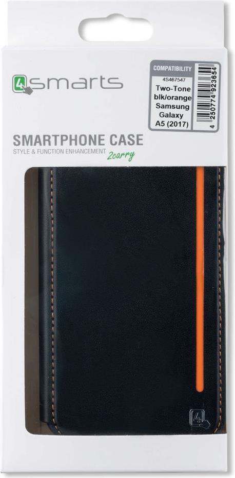 Луксозен Кожен Калъф за Samsung A3 2017, 4Smarts Two Tone Book Case, Черен (3)