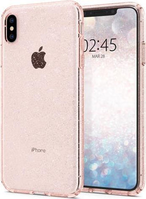 Противоударен Блестящ Калъф за iPhone XS Max, Spigen Liquid Crystal Glitter Quartz Case, Розов