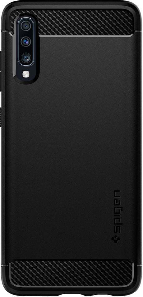 Противоударен Силиконов Калъф за Samsung A70, Spigen Rugged Armor Case, Черен (3)