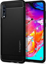 Противоударен Силиконов Калъф за Samsung A70, Spigen Rugged Armor Case, Черен