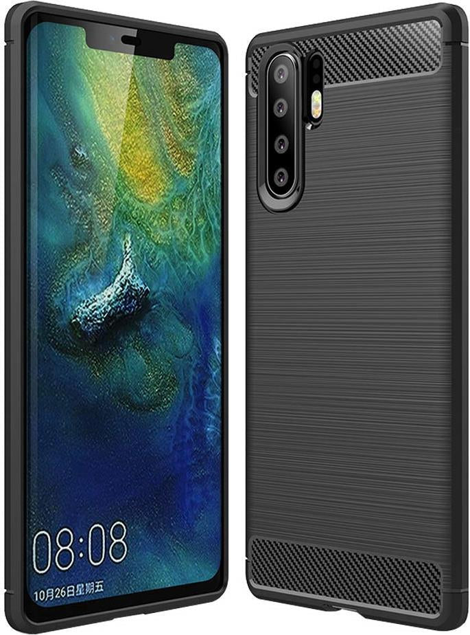 Противоударен Силиконов Калъф за Huawei P30 Pro, Forcell Carbon Case, Черен