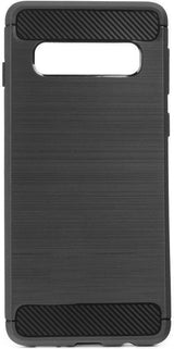 Противоударен Силиконов Калъф за Samsung S10 Plus, Forcell Carbon Case, Черен