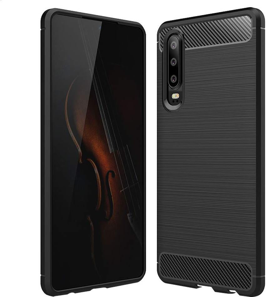 Противоударен Силиконов Калъф за Huawei P30, Forcell Carbon Case, Черен