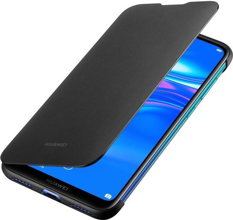 Оригинален Кожен Калъф за Huawei Y7 2019 PU Book Case, Черен