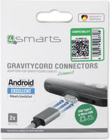 USB Кабел Магнитен, 4Smarts Gravitycord micro-USB & USB-C, Сив (2)