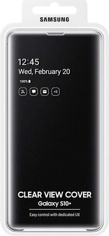 Оригинален Активен Калъф за Samsung S10 Plus Clear View Cover Book Case Ef-Zg975cb, Черен (3)