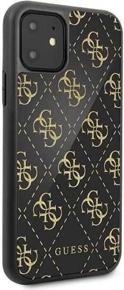 Луксозен Кожен Калъф за iPhone 11 Pro Max, Guess 4G Gliter Case, Черен (2)