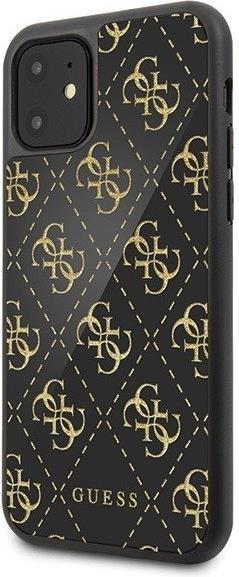 Луксозен Кожен Калъф за iPhone 11 Pro Max, Guess 4G Gliter Case, Черен (6)