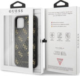 Луксозен Кожен Калъф за iPhone 11 Pro Max, Guess 4G Gliter Case, Черен (7)
