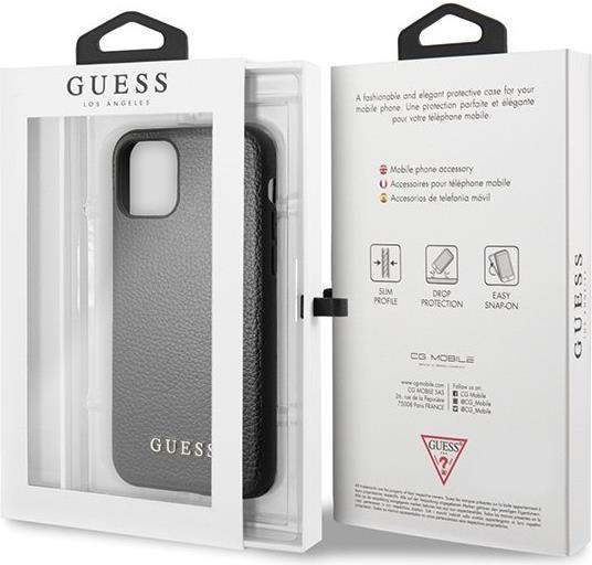 Луксозен Кожен Калъф за iPhone 11 Pro, Guess Leather Case, Черен (7)