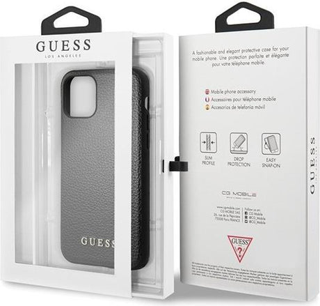 Луксозен Кожен Калъф за iPhone 11 Pro, Guess Leather Case, Черен (7)