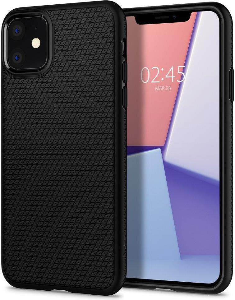 Противоударен Силиконов Калъф за за iPhone 11, Spigen Liquid Air Case, Черен