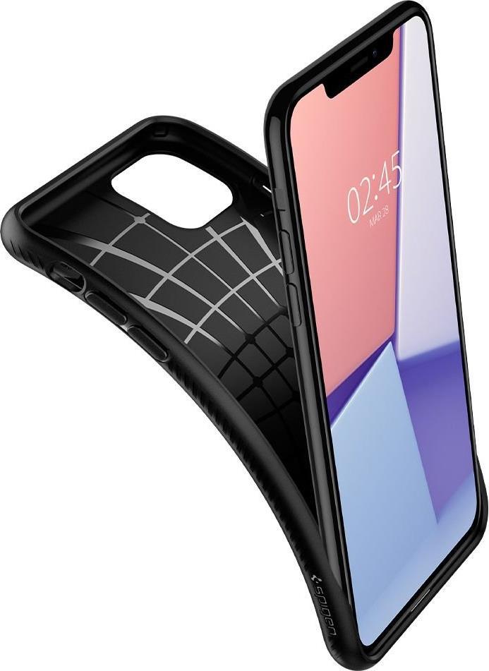 Противоударен Силиконов Калъф за за iPhone 11, Spigen Liquid Air Case, Черен (4)