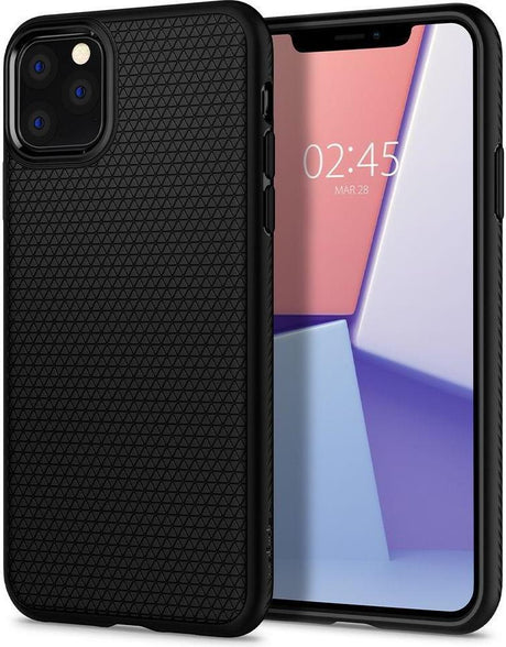 Противоударен Силиконов Калъф за за iPhone 11 Pro Max, Spigen Liquid Air Case, Черен