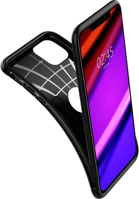 Противоударен Силиконов Калъф за iPhone 11 Pro, Spigen Rugged Armor Case, Черен (4)