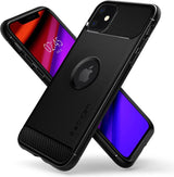 Противоударен Силиконов Калъф за iPhone 11, Spigen Rugged Armor Case, Черен (5)