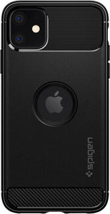 Противоударен Силиконов Калъф за iPhone 11, Spigen Rugged Armor Case, Черен (2)