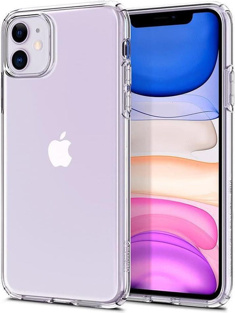 Противоударен Силиконов Калъф за iPhone 11, Spigen Liquid Crystal Case, Прозрачен