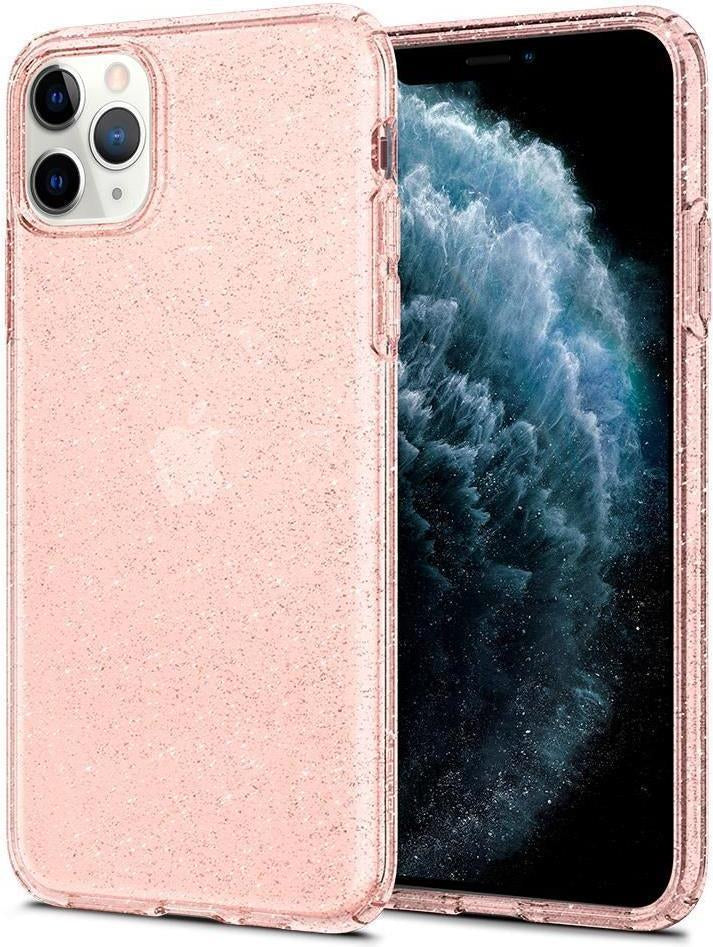 Противоударен Блестящ Калъф за iPhone 11 Pro Max, Spigen Liquid Crystal Glitter Quartz Case, Розов