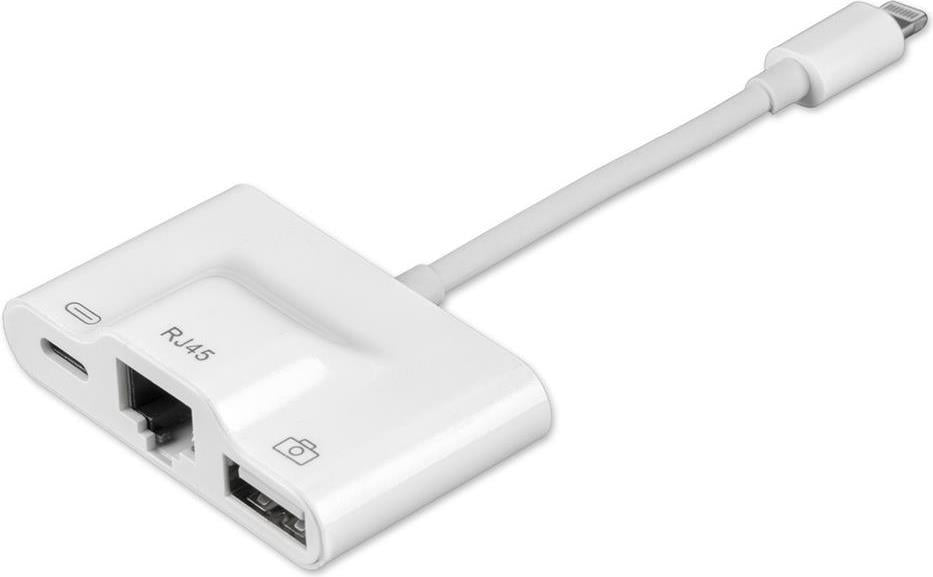 Адаптер за iPhone и iPad, 4Smarts Hub Ethernet/ USB/ Lightning, Бял (4)