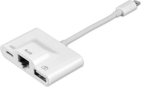 Адаптер за iPhone и iPad, 4Smarts Hub Ethernet/ USB/ Lightning, Бял (4)