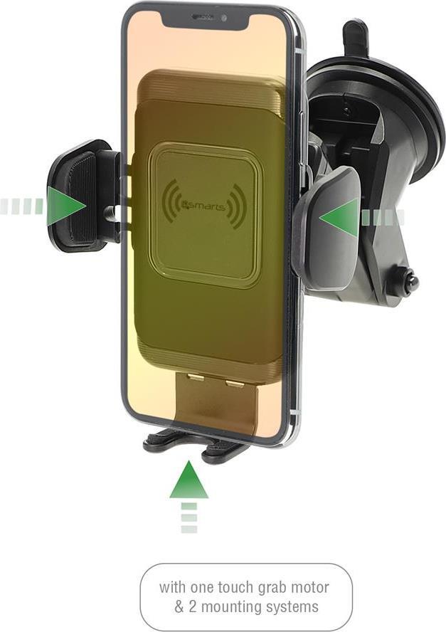 Стойка за Кола с Бързо Безжично Зареждане, 4Smarts Holder Touch 2 10w, Черен (7)