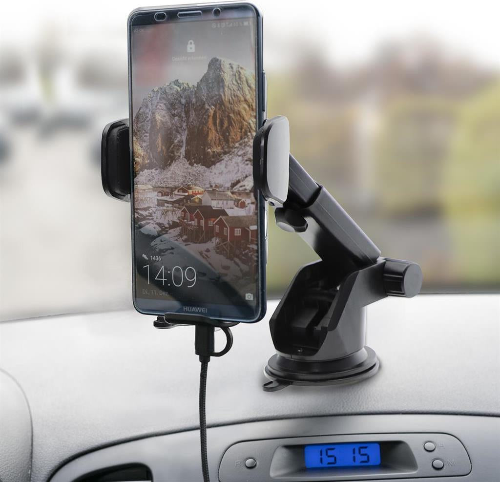 Стойка за Кола с Бързо Безжично Зареждане, 4Smarts Holder Touch 2 10w, Черен (2)
