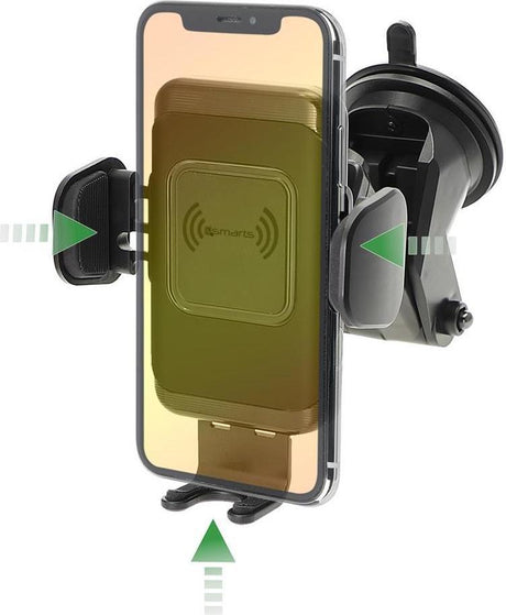 Стойка за Кола с Бързо Безжично Зареждане, 4Smarts Holder Touch 2 10w, Черен