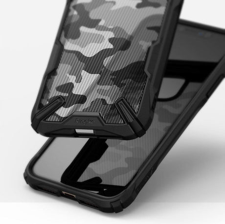 Противоударен Хибриден Калъф за iPhone 11, Ringke Fusion X Camouflage Case, Черен (2)