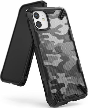 Противоударен Хибриден Калъф за iPhone 11, Ringke Fusion X Camouflage Case, Черен
