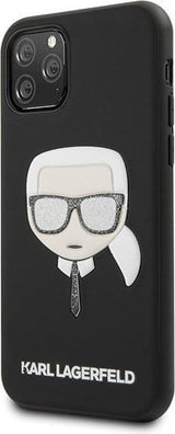 Луксозен Калъф за iPhone 11 Pro, Karl Lagerfeld Iconik Glitter Embossed Case, Черен (4)