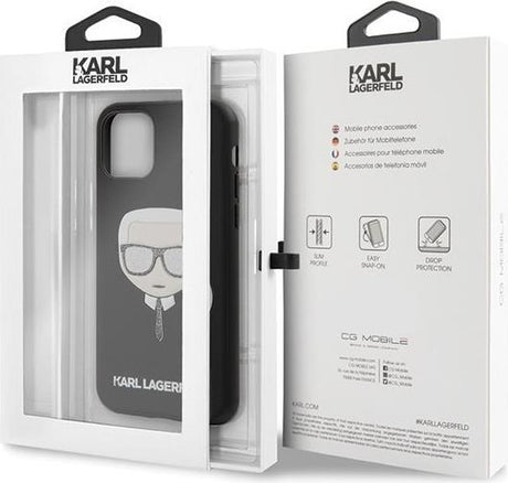 Луксозен Калъф за iPhone 11 Pro, Karl Lagerfeld Iconik Glitter Embossed Case, Черен (6)
