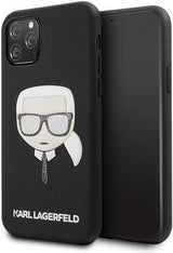 Луксозен Калъф за iPhone 11 Pro Max, Karl Lagerfeld Iconik Glitter Embossed Case, Черен