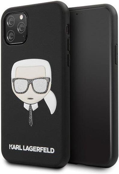 Луксозен Калъф за iPhone 11 Pro Max, Karl Lagerfeld Iconik Glitter Embossed Case, Черен