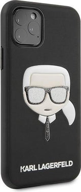 Луксозен Калъф за iPhone 11, Karl Lagerfeld Iconik Glitter Embossed Case, Черен (2)