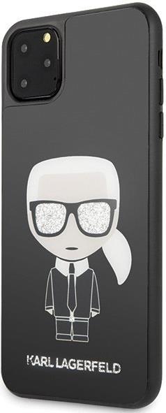 Луксозен Калъф за iPhone 11, Karl Lagerfeld Iconic Glitter Body Case, Черен (4)