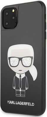 Луксозен Калъф за iPhone 11 Pro Max, Karl Lagerfeld Iconic Glitter Body Case, Черен (4)