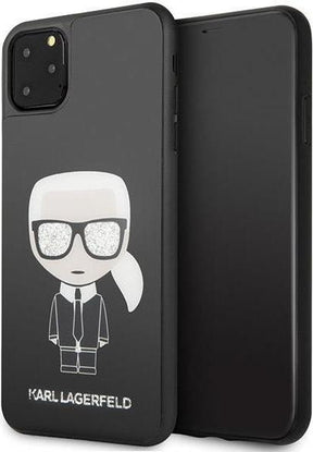 Луксозен Калъф за iPhone 11, Karl Lagerfeld Iconic Glitter Body Case, Черен