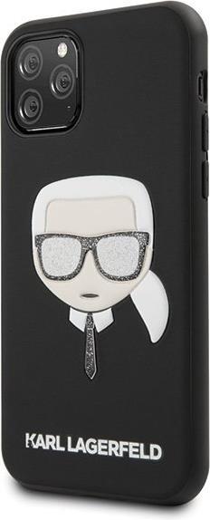 Луксозен Калъф за iPhone 11 Pro Max, Karl Lagerfeld Iconik Glitter Embossed Case, Черен (4)