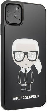 Луксозен Калъф за iPhone 11 Pro Max, Karl Lagerfeld Iconic Glitter Body Case, Черен (2)