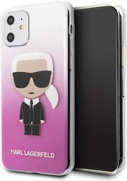 Луксозен Калъф за iPhone 11, Karl Lagerfeld Gradient Iconik Case, Розов